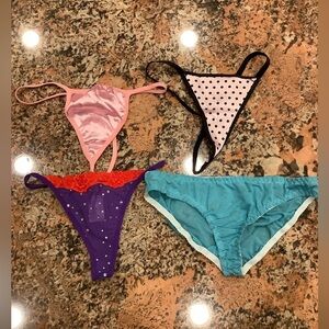 Panties Size Small Pink, Bedazzled Purple, Polka Dot & Teal Vintage. New No Tag